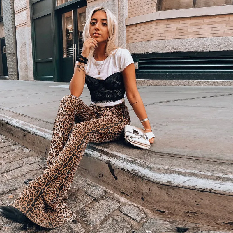 Sexy Flare High Waist Animal Print Bodycon Pants