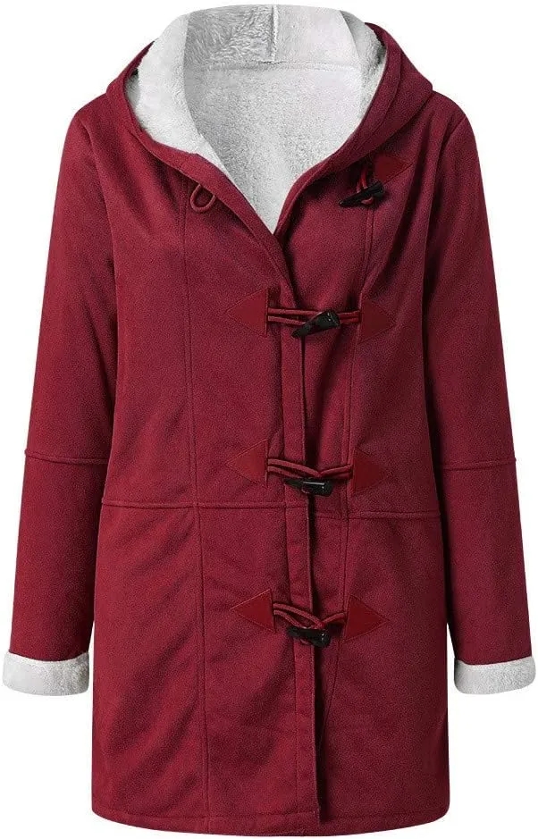 SHAOBGE Womens Plus Size Winter Coats Warm Sherpa Fleece Lined Jackets Hooded Parka Faux Suede Pea Coat Outerwear 2024