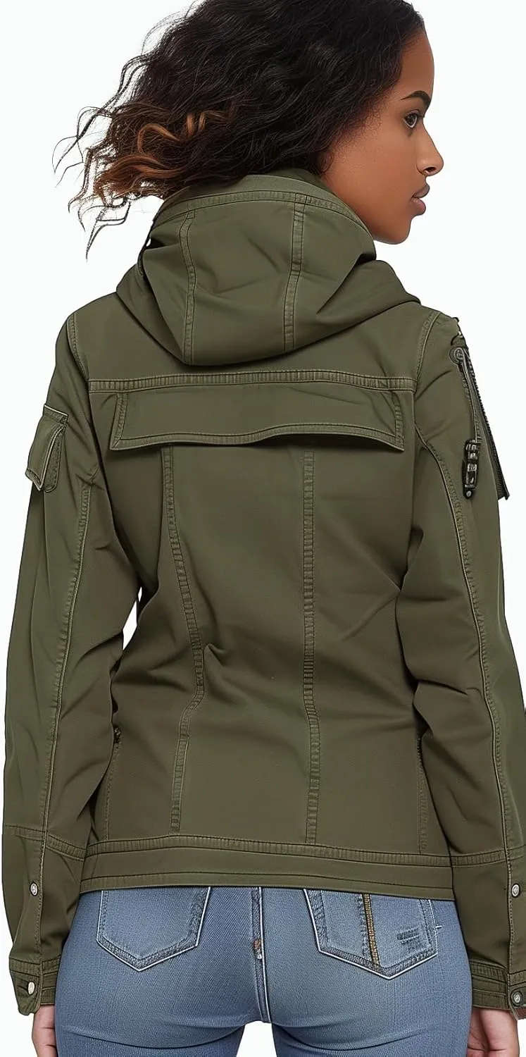 SheKiss Womens Camouflage Shacket Jacket Coats Fashion Fall Long Sleeve Zipper Canvas Camo Jackets with Pockets