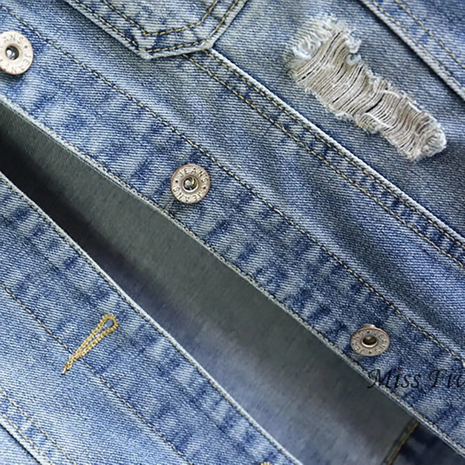 Short Sleeve Denim Jacket for Women 3/4 Sleeve Cropped Light Wash Short Jean Jacket Slim Trucker Coat Denim Tops
