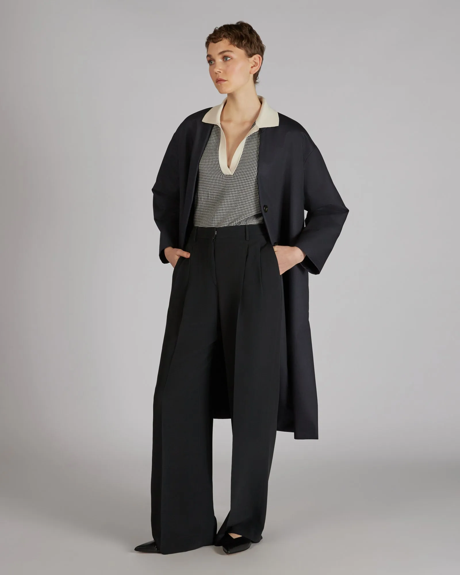 Silk and acetate crêpe de chine trousers