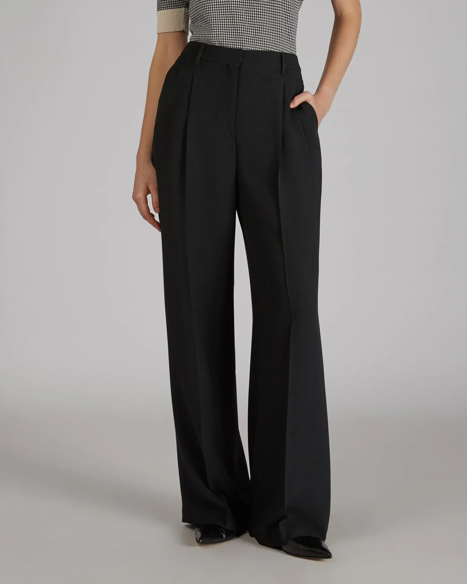 Silk and acetate crêpe de chine trousers