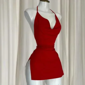 Simple Spaghetti Halter Mini Dress