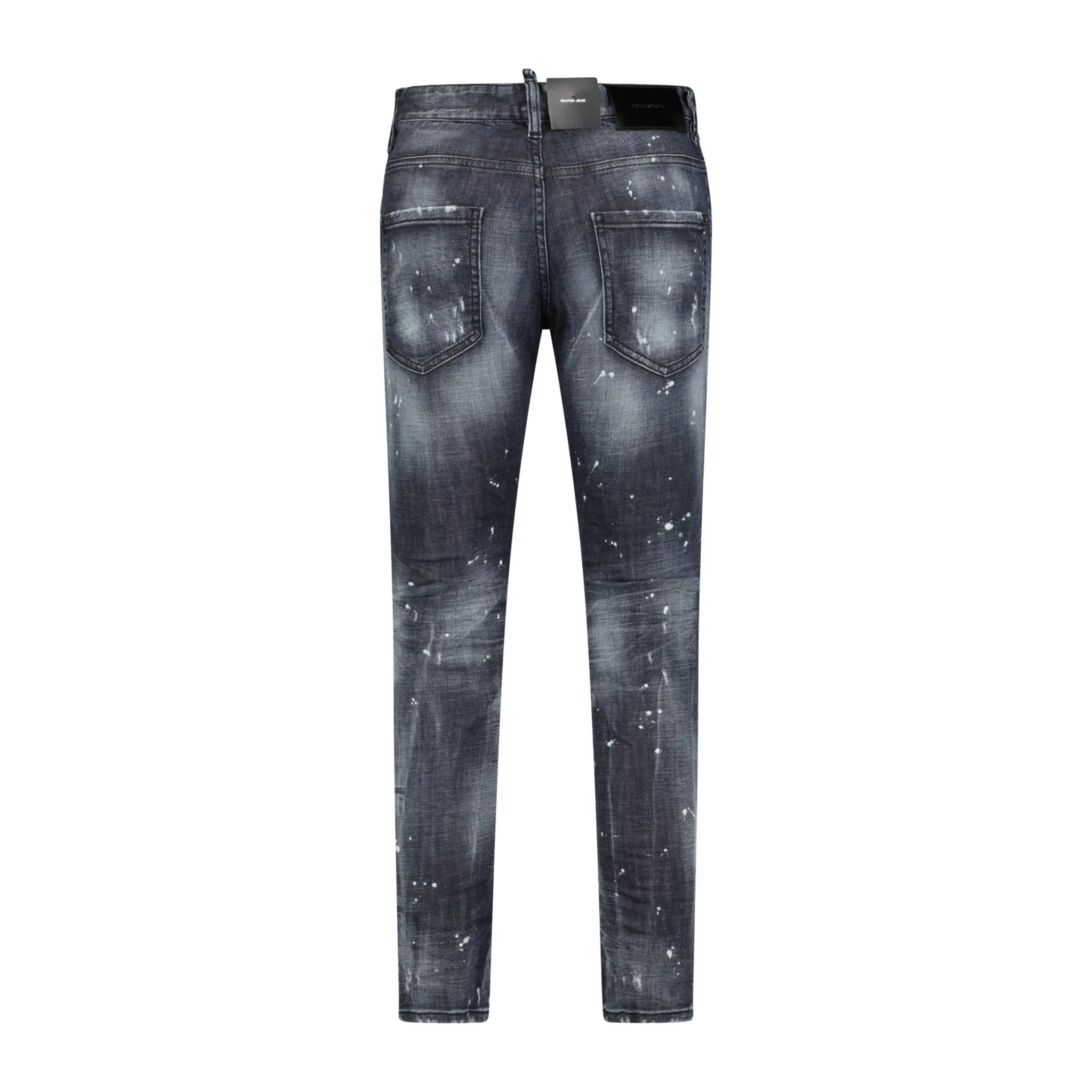 'Skater' Print Logo Slim Fit Jeans Black