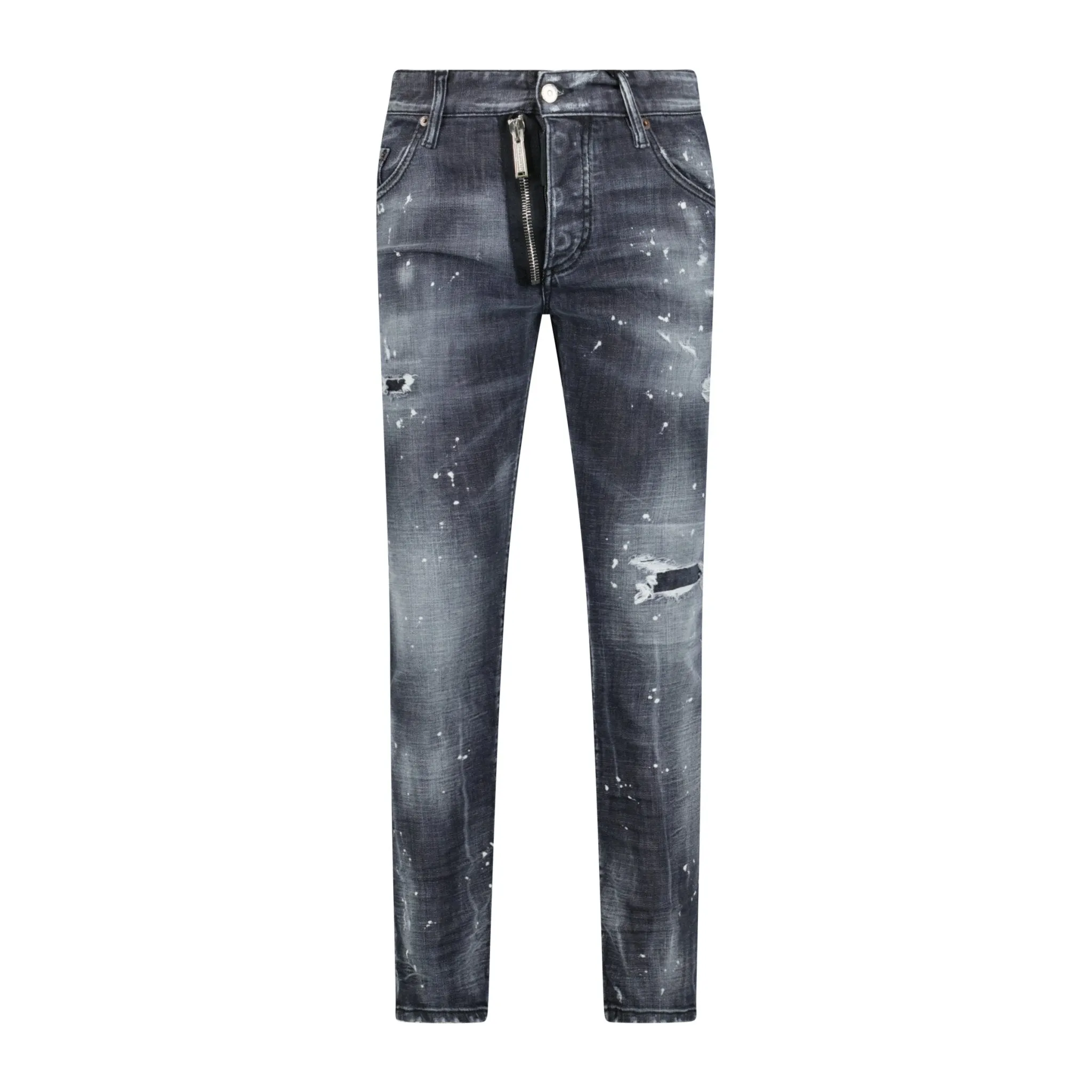 'Skater' Print Logo Slim Fit Jeans Black