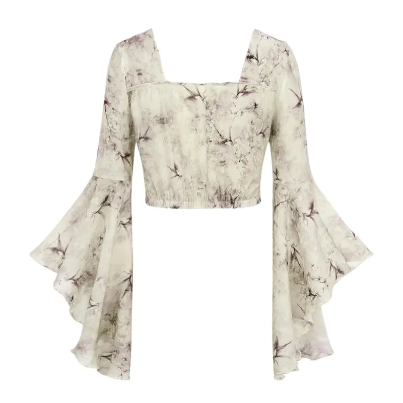 Steampunk flare sleeves top