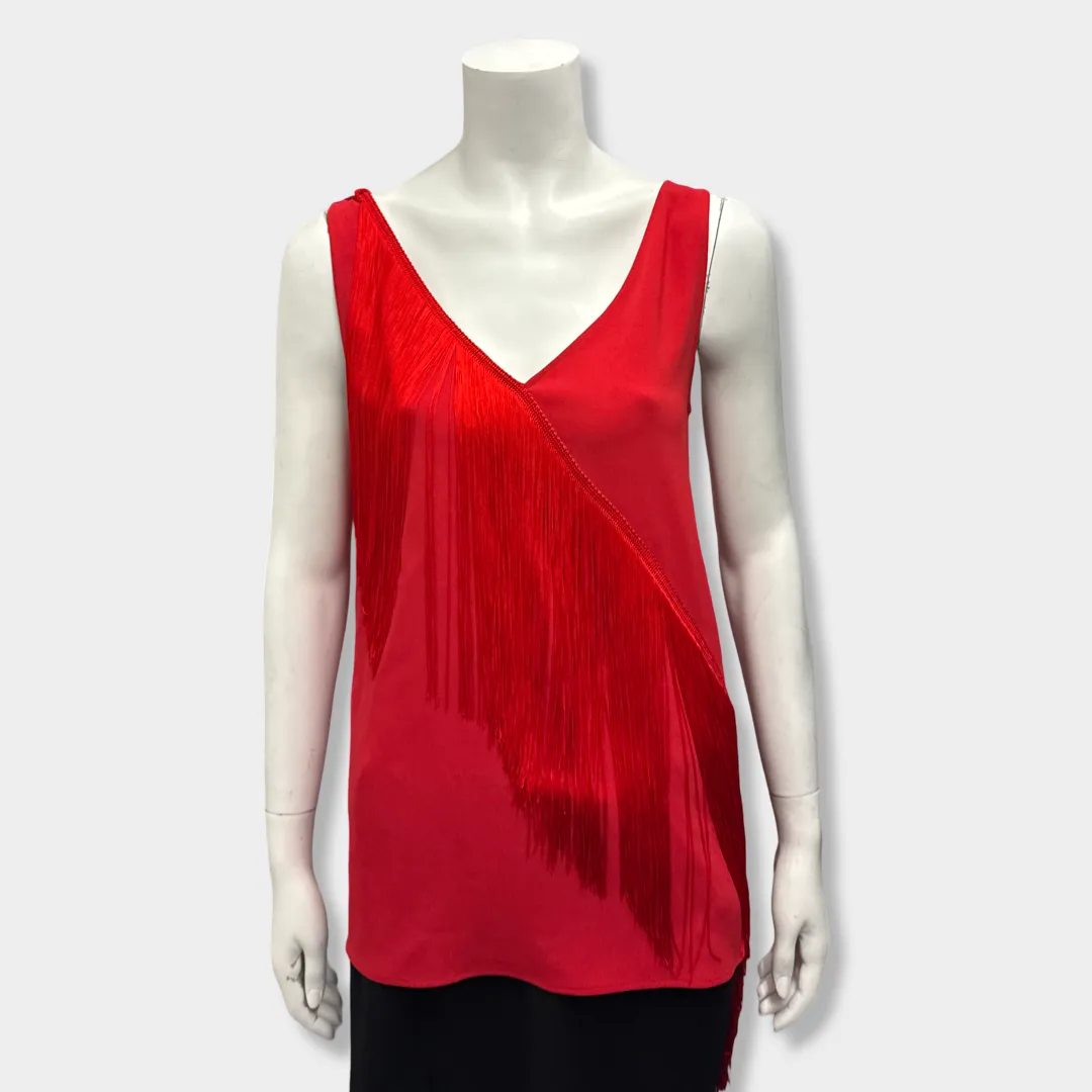 STELLA MCCARTNEY Women's Red Fringed Sleeveless Top