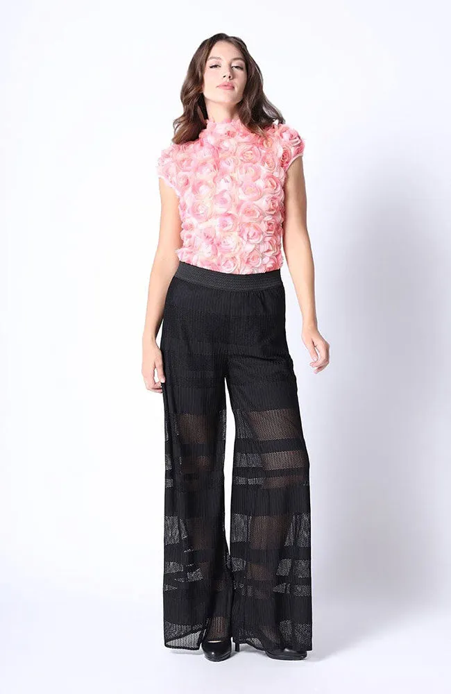 Stripe Lace Sheer Long Pants