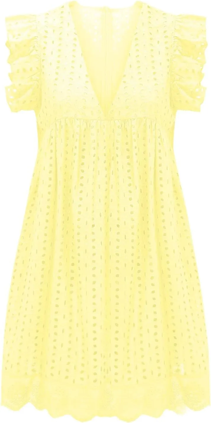 Summer Dresses for Women 2024 Casual Sleeveless V Neck Ruffle Beach Vacation Sundresses Cute Flowy Mini Dress