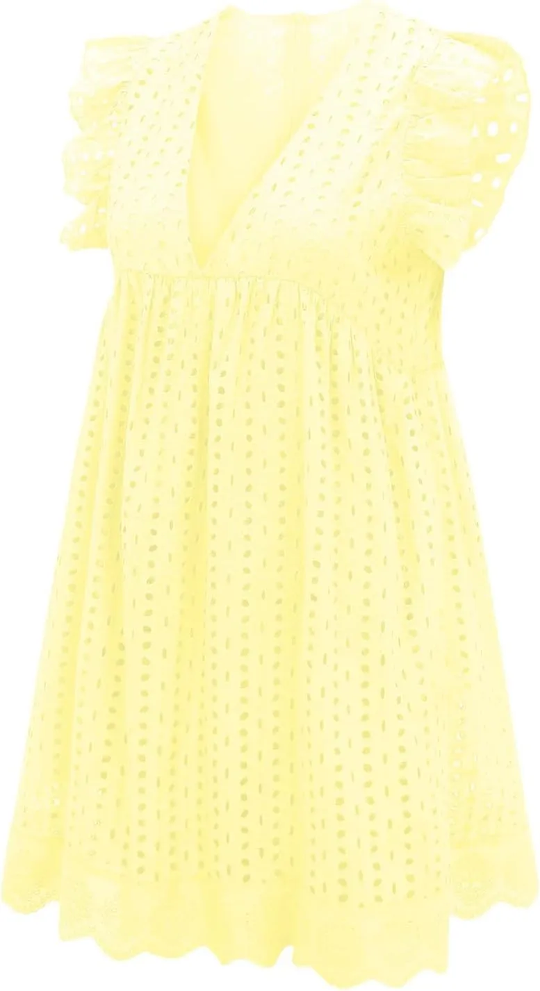 Summer Dresses for Women 2024 Casual Sleeveless V Neck Ruffle Beach Vacation Sundresses Cute Flowy Mini Dress