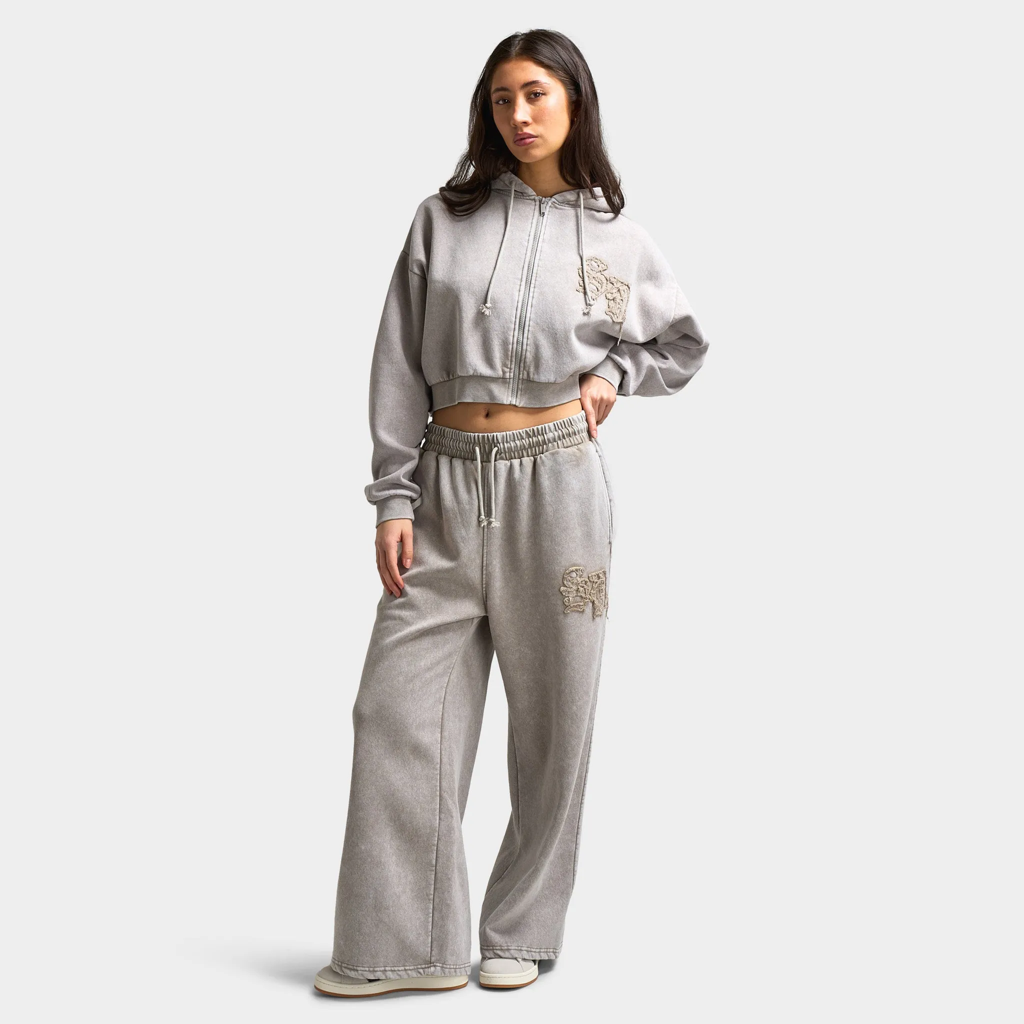 Supply & Demand Women's Bleek Wide Leg Joggers / Beige Acid Wash