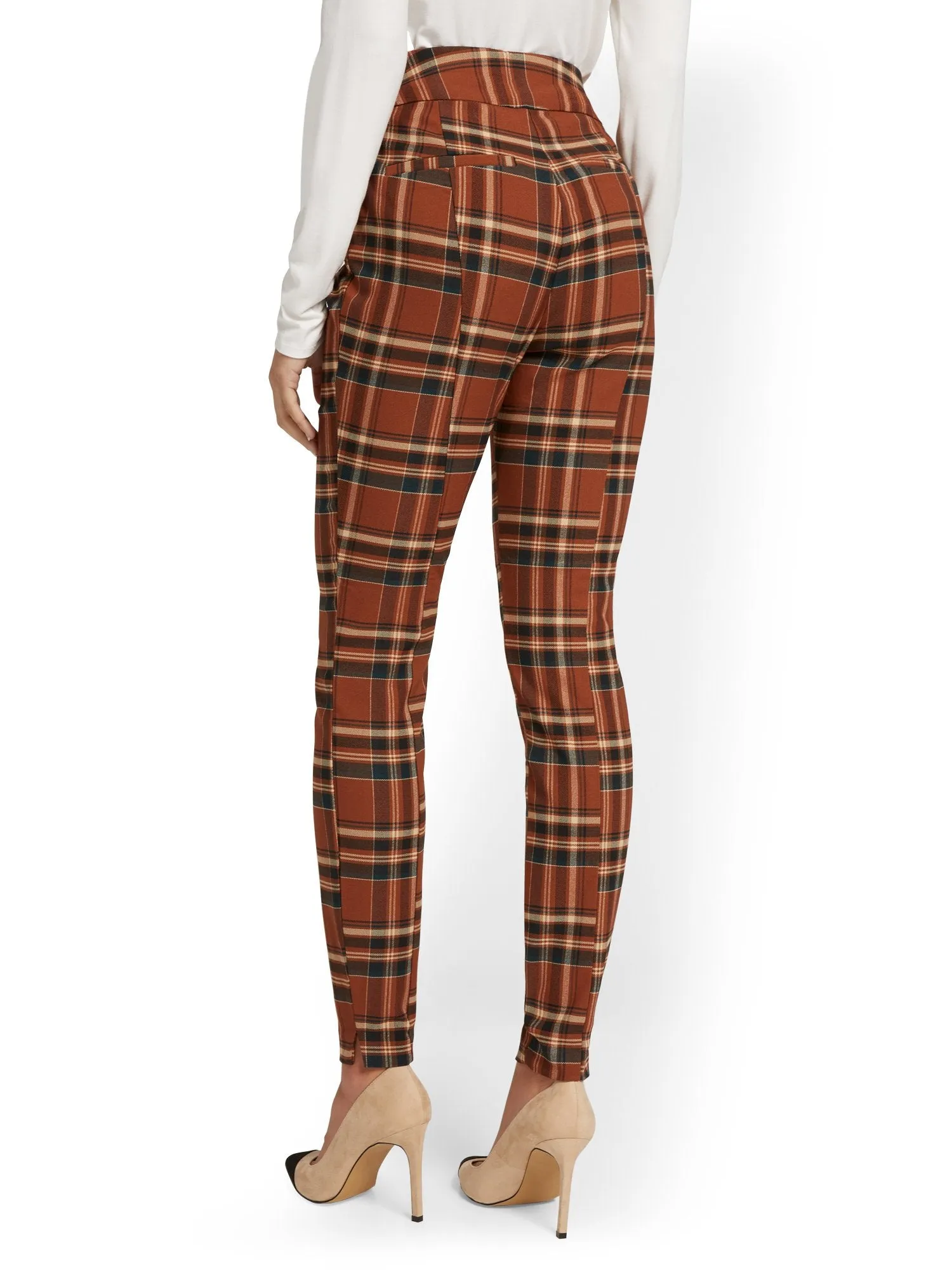 Tall Whitney High-Waisted Pull-On Slim-Leg Pant - Plaid