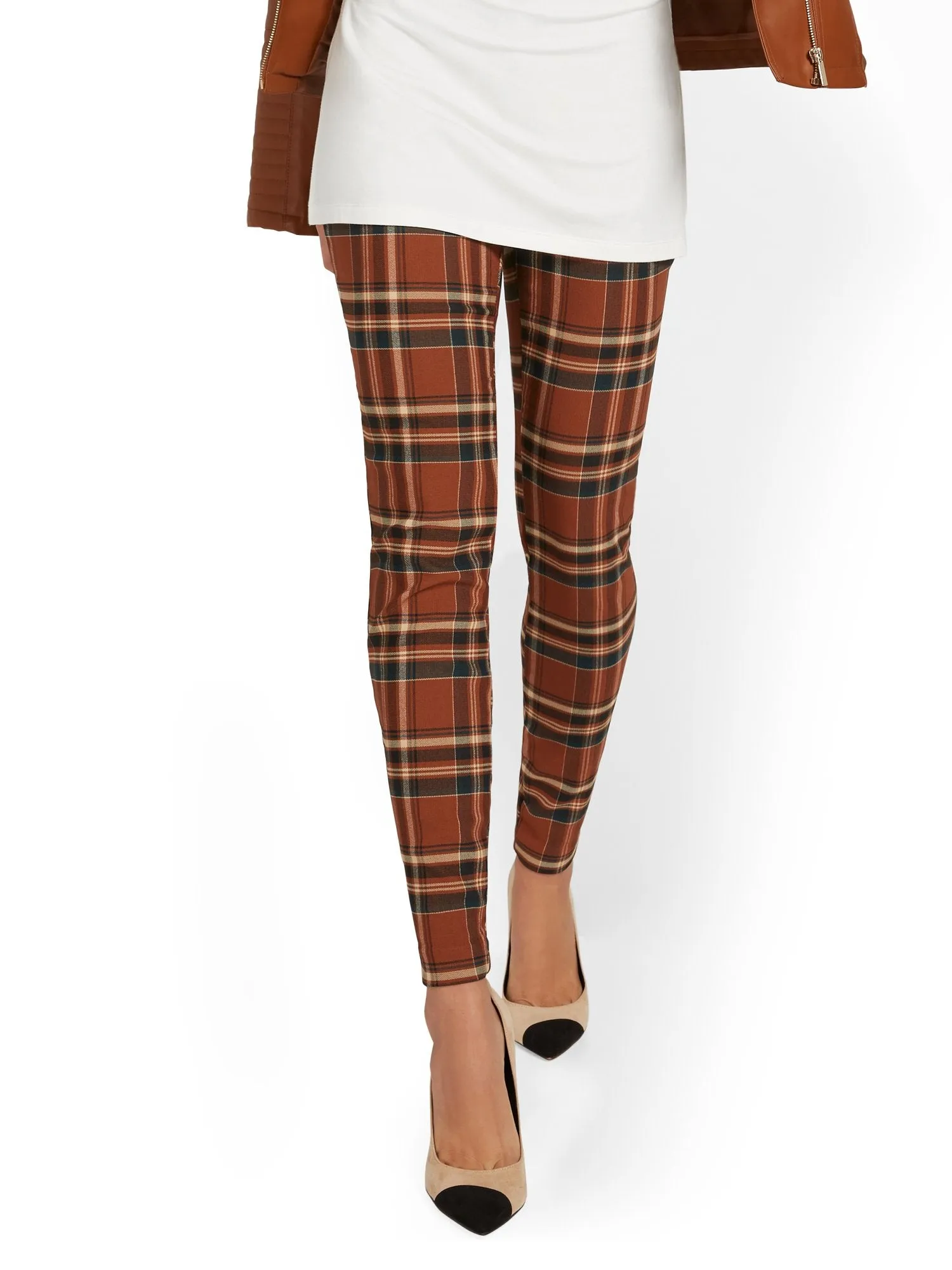 Tall Whitney High-Waisted Pull-On Slim-Leg Pant - Plaid