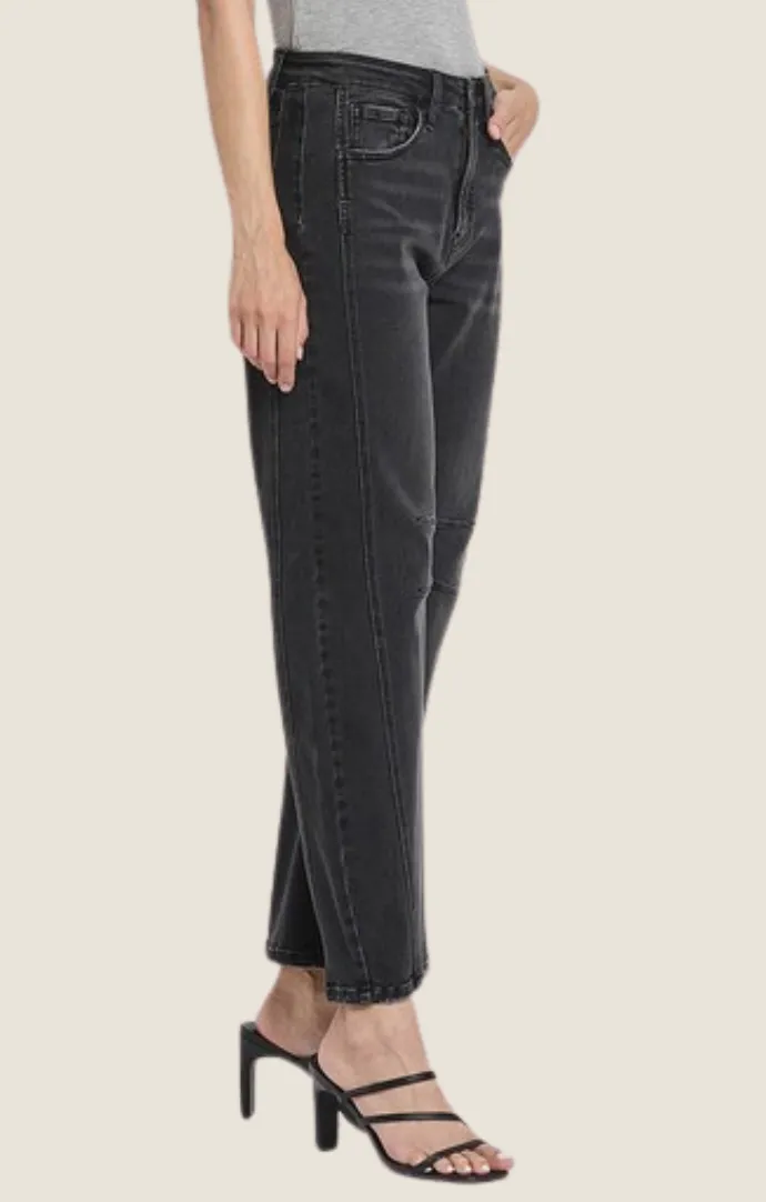 Tatum Washed Black Barrel Jeans