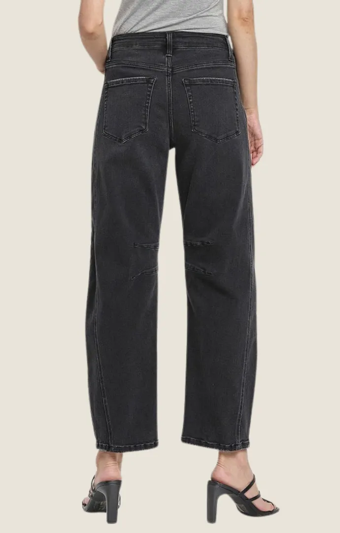 Tatum Washed Black Barrel Jeans