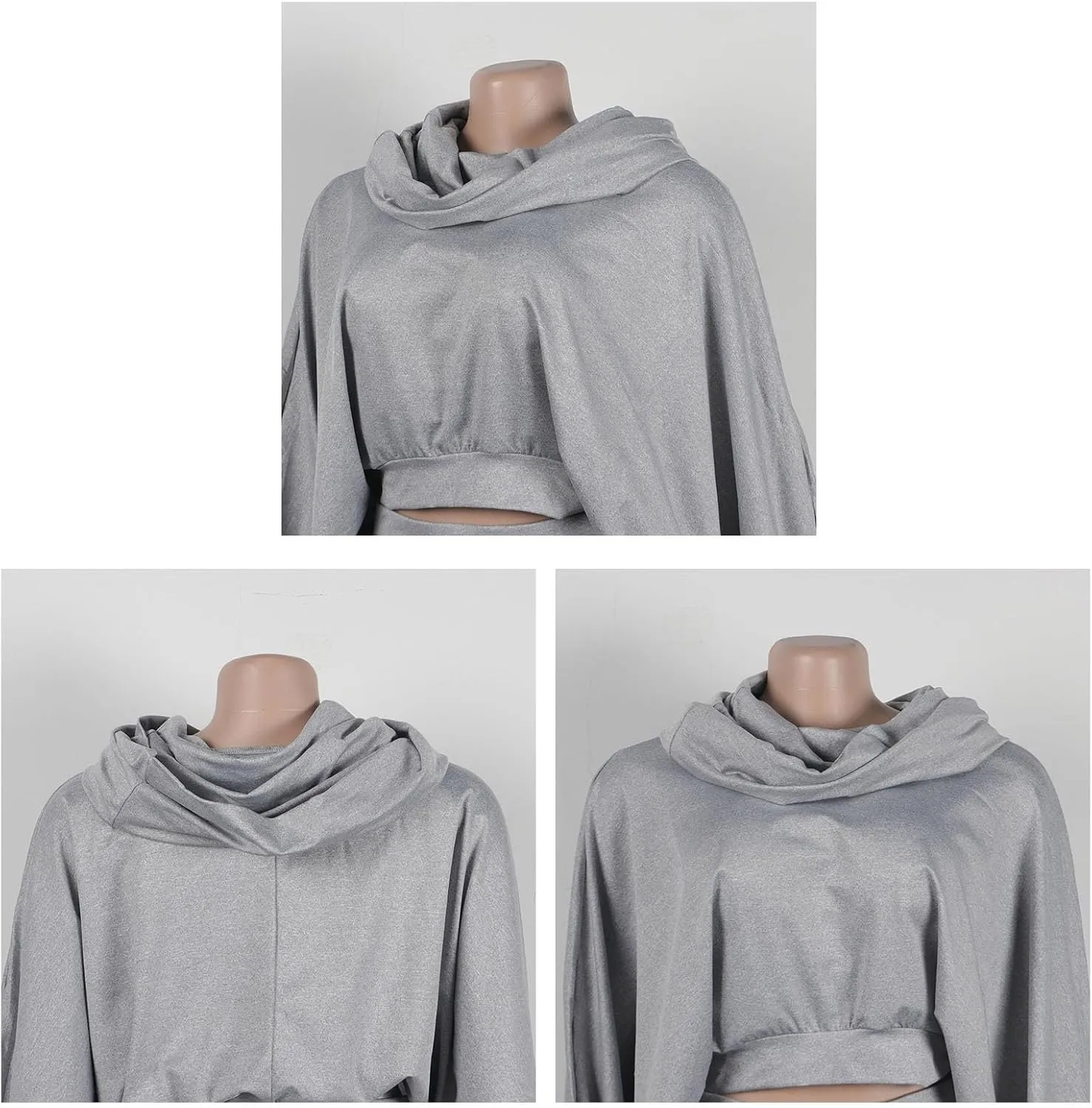 Tbahhir Womens Batwing Sleeve Heaps Collar Tops 2 Piece Outfit Crop Top and Bodycon Fishtail Mermaid Maxi Skirt Sets