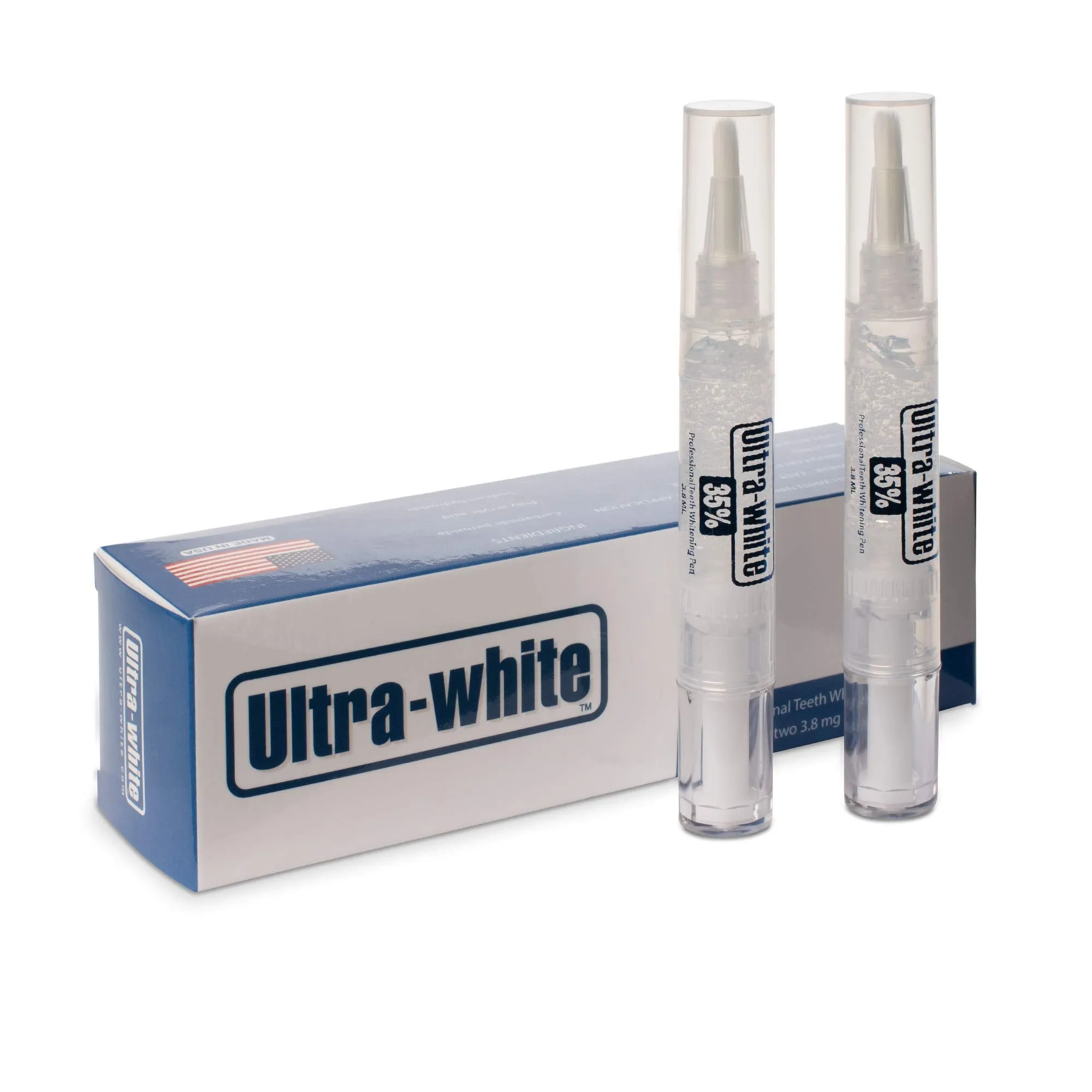 Teeth Whitening Pen, the Pen for Sensitive Teeth, Enamel Safe Teeth Whitening, Fast Teeth Whitener for stained, discolored and yellow teeth and Beautiful White Smile by Ultra-White. 2 Pack 35% Gel
