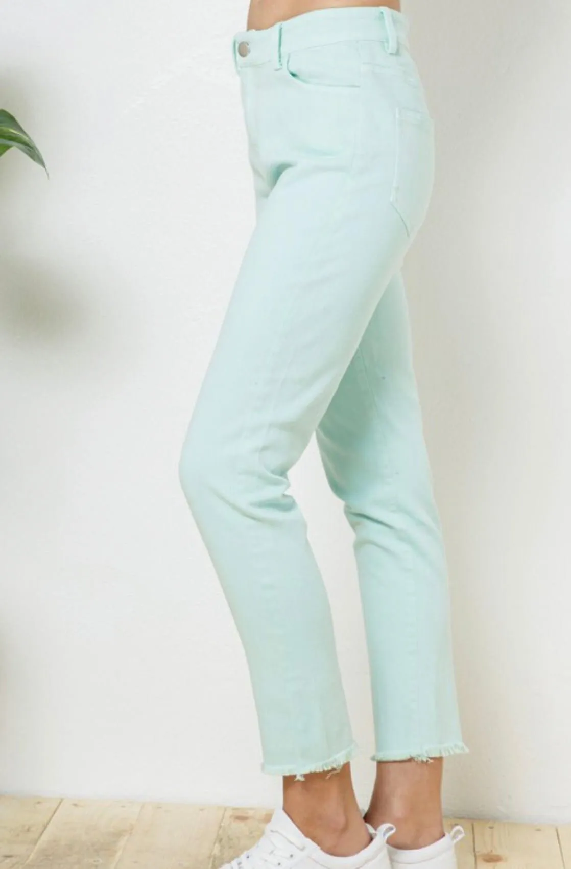 The Mindy Jeans: Mint Denim Stretchy Skinny Jeans