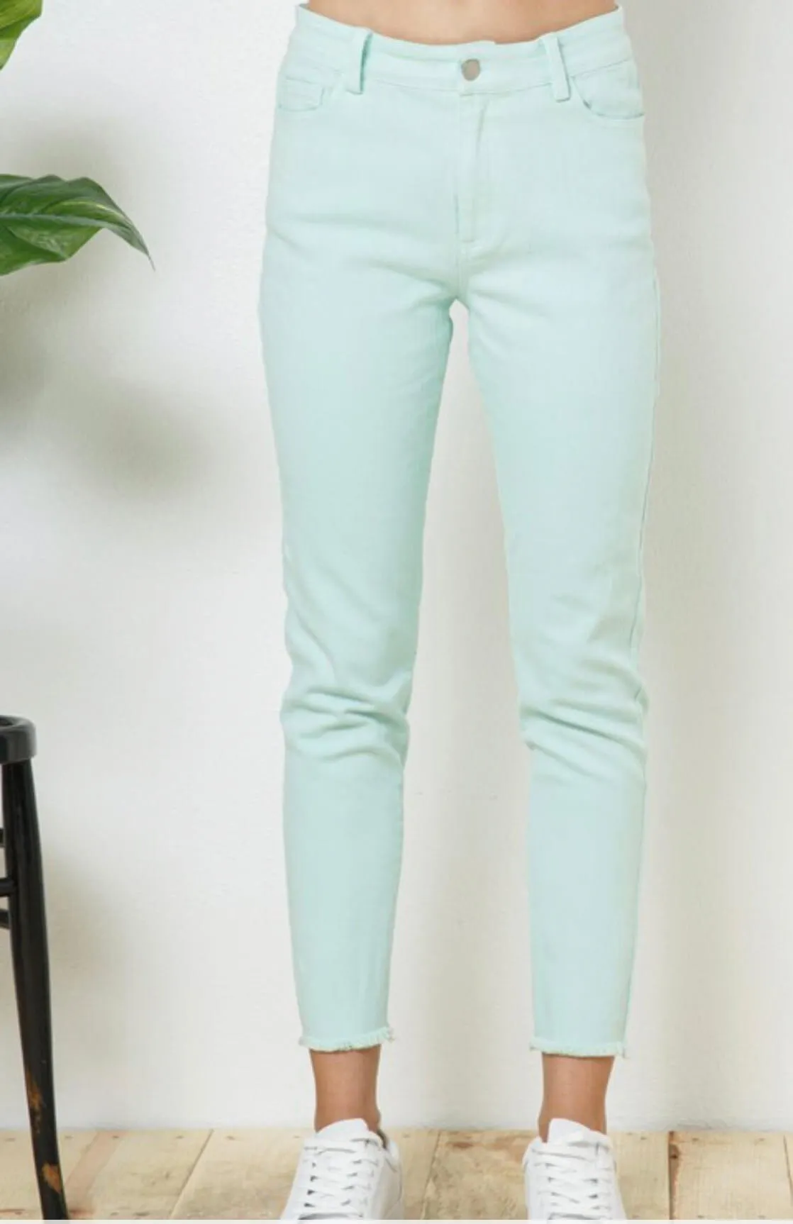 The Mindy Jeans: Mint Denim Stretchy Skinny Jeans