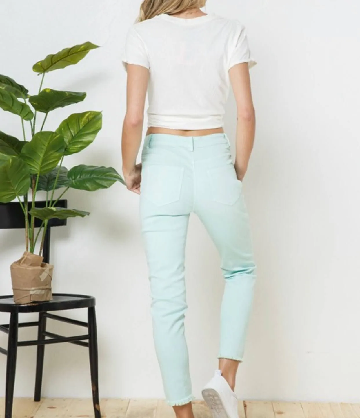 The Mindy Jeans: Mint Denim Stretchy Skinny Jeans