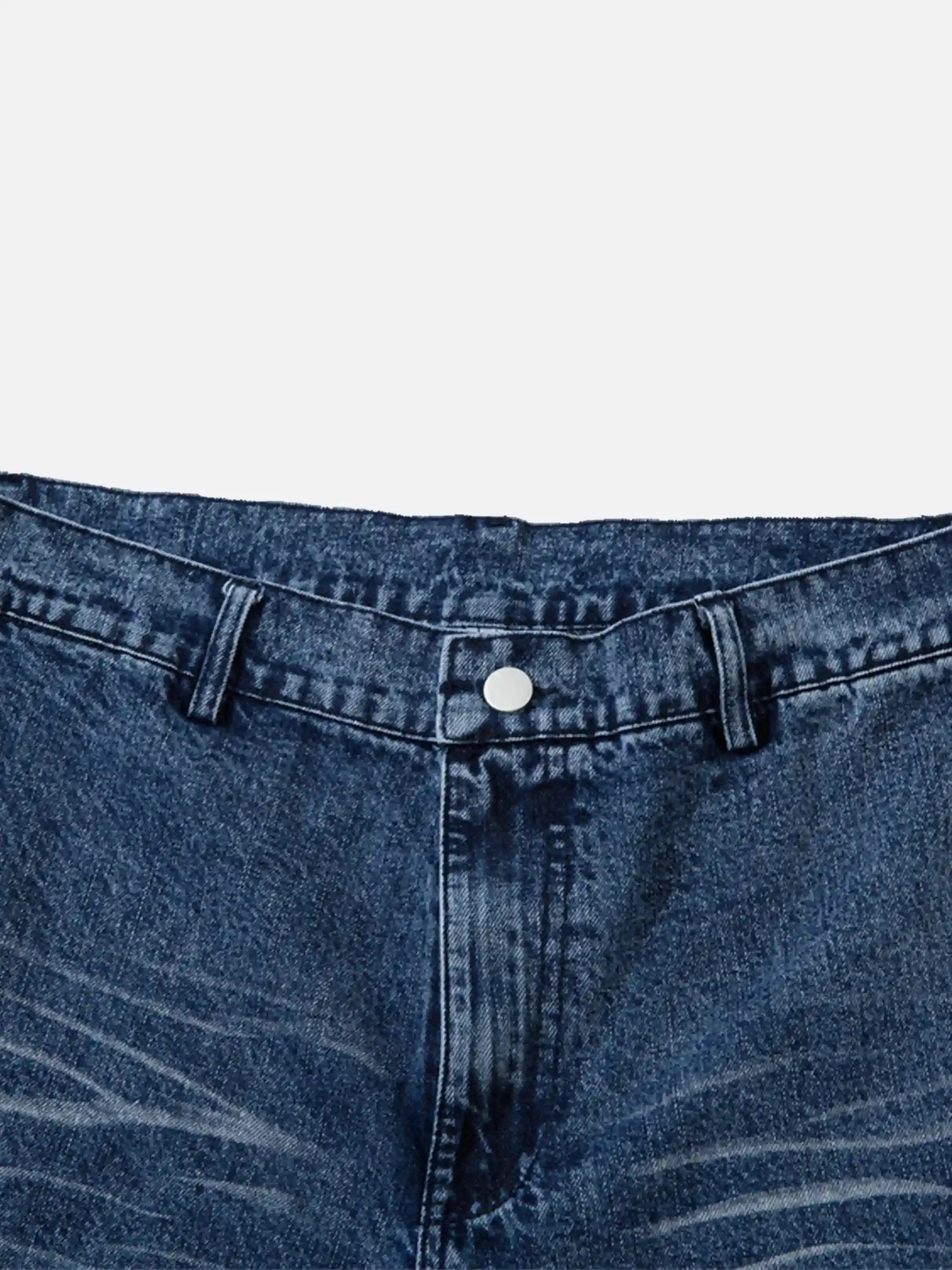 Thorn Print Washed Oversized Jeans