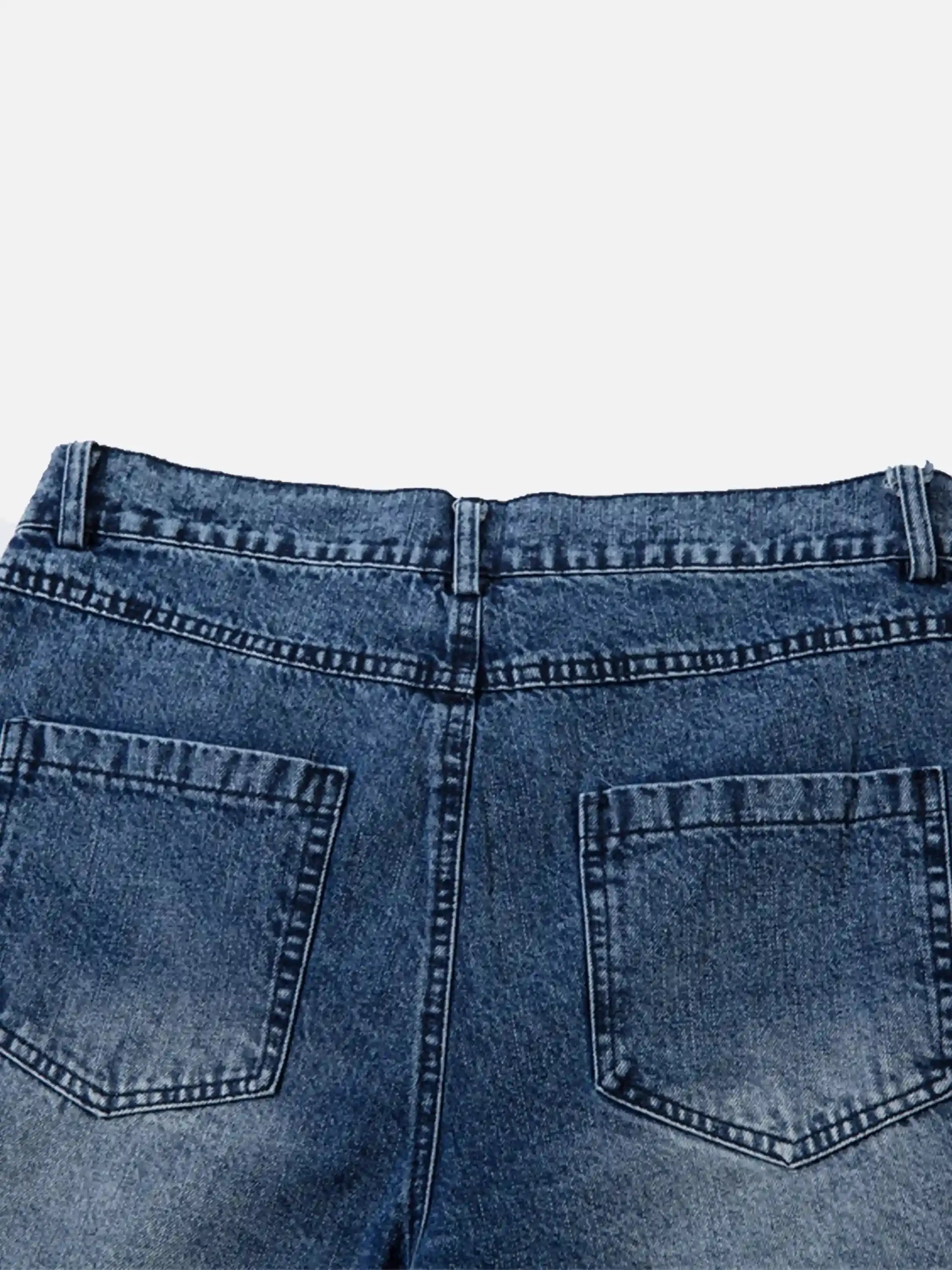 Thorn Print Washed Oversized Jeans