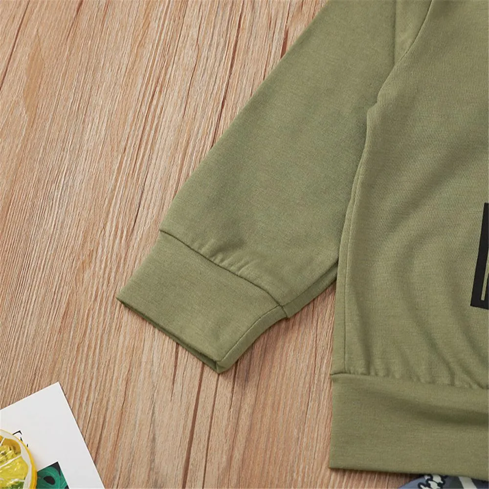 Toddler Boy Letter Long Sleeve Top & Dinosaur Pants Boys Clothes Wholesale