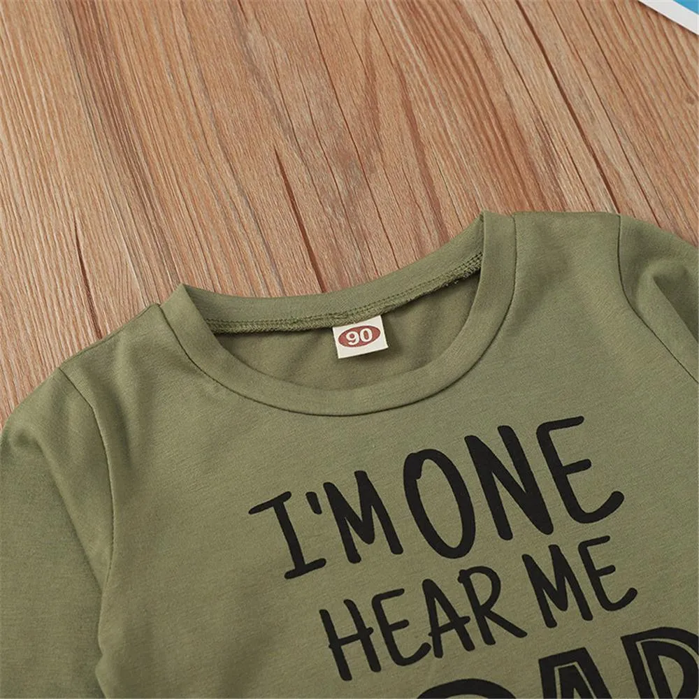 Toddler Boy Letter Long Sleeve Top & Dinosaur Pants Boys Clothes Wholesale
