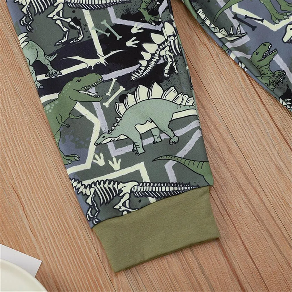Toddler Boy Letter Long Sleeve Top & Dinosaur Pants Boys Clothes Wholesale