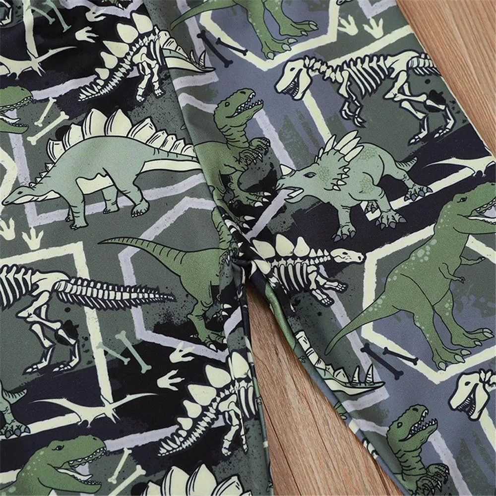 Toddler Boy Letter Long Sleeve Top & Dinosaur Pants Boys Clothes Wholesale