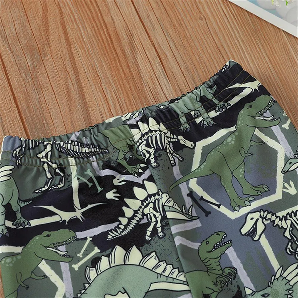 Toddler Boy Letter Long Sleeve Top & Dinosaur Pants Boys Clothes Wholesale