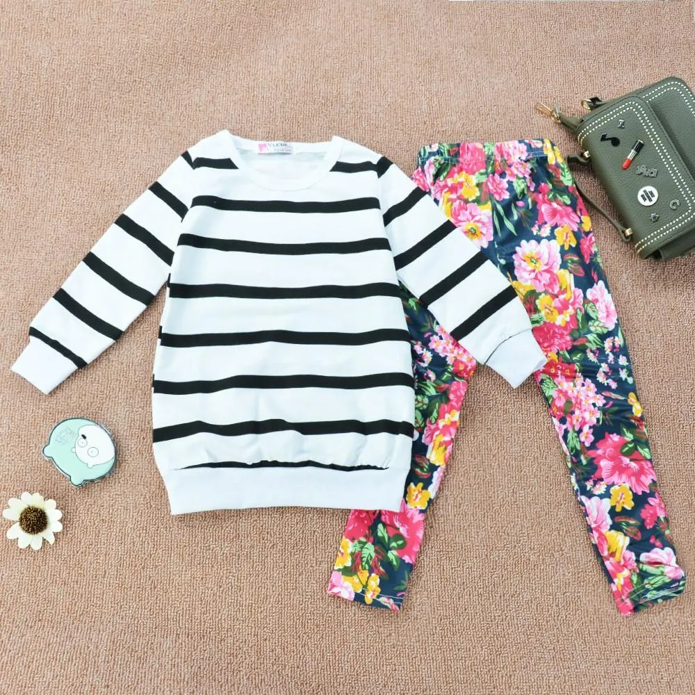 Toddler Girls Striped Long Sleeve Top & Pants Baby Girl Wholesale