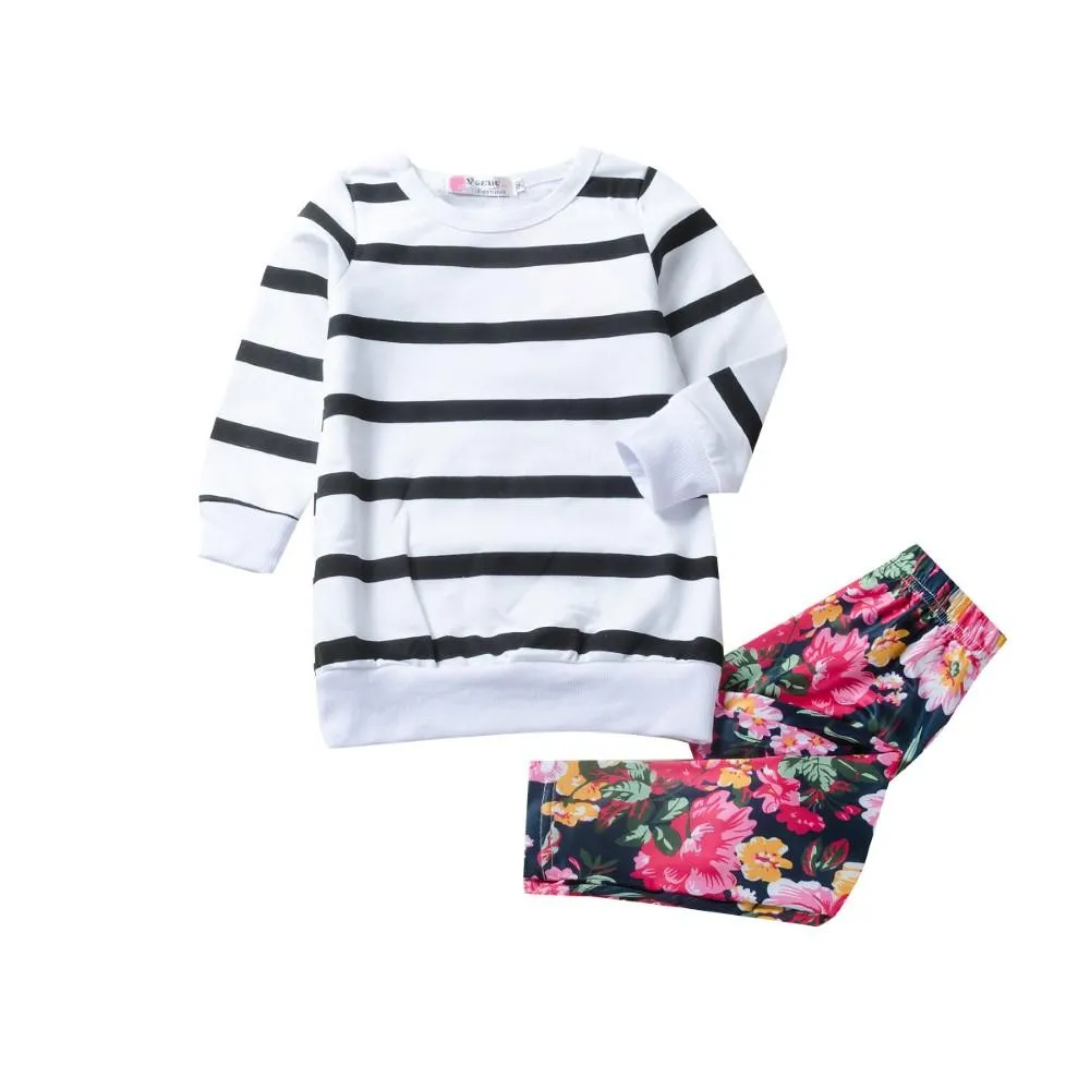 Toddler Girls Striped Long Sleeve Top & Pants Baby Girl Wholesale