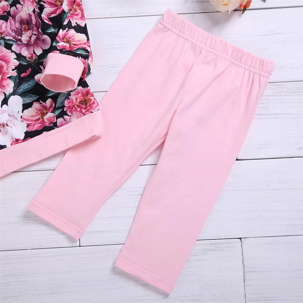 Toddler Girs Floral Printed Long Sleeve Top & Pants Toddler Girls Wholesale