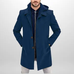 Trench Coat Mens Fall Winter Slim Fit Casual Single Breasted Coat Mid-Length Thermal Business Peacoat Warm Soft Jacket