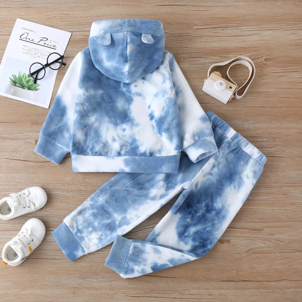 Unisex Hooded Long-sleeve Tie Dye Top & Pants Kids Clothing Suppliers