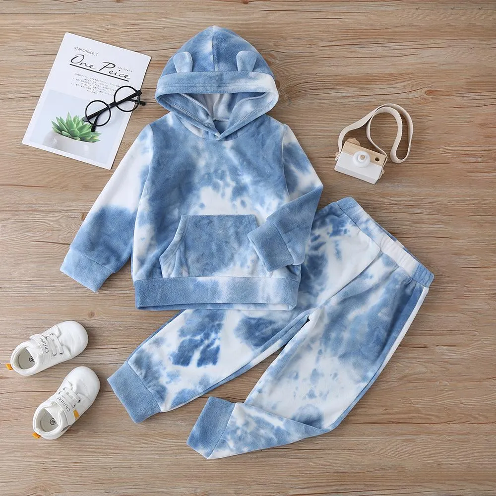 Unisex Hooded Long-sleeve Tie Dye Top & Pants Kids Clothing Suppliers