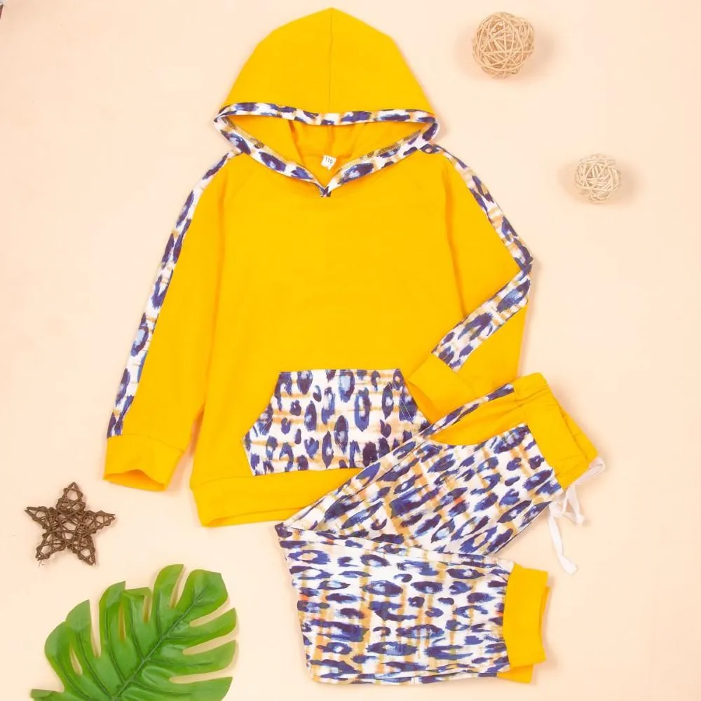 Unisex Tie Dye Hooded Long Sleeve Top & Pants Boys Casual Suits