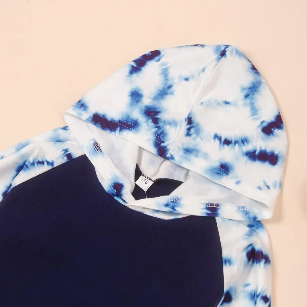 Unisex Tie Dye Hooded Long Sleeve Top & Pants Boys Casual Suits