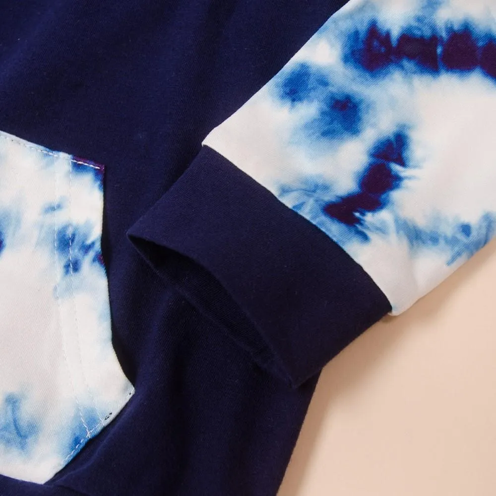Unisex Tie Dye Hooded Long Sleeve Top & Pants Boys Casual Suits