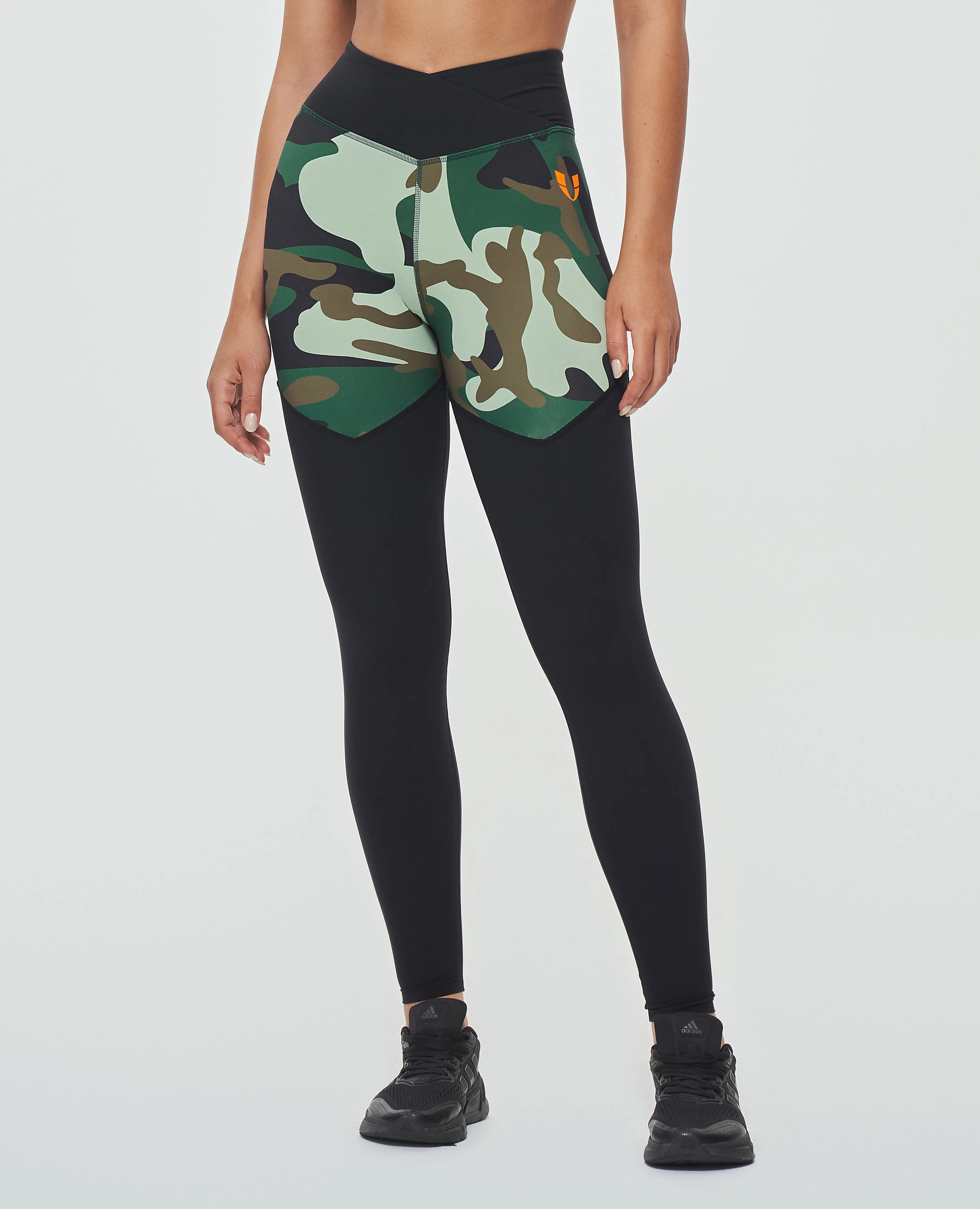 V-waist Gym Leggings - Green Camo
