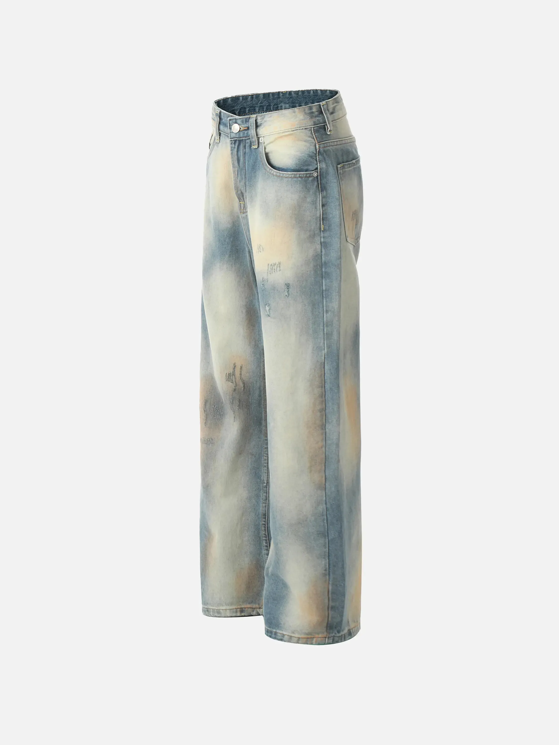 Vintage Distressed Dyed Straight Jeans