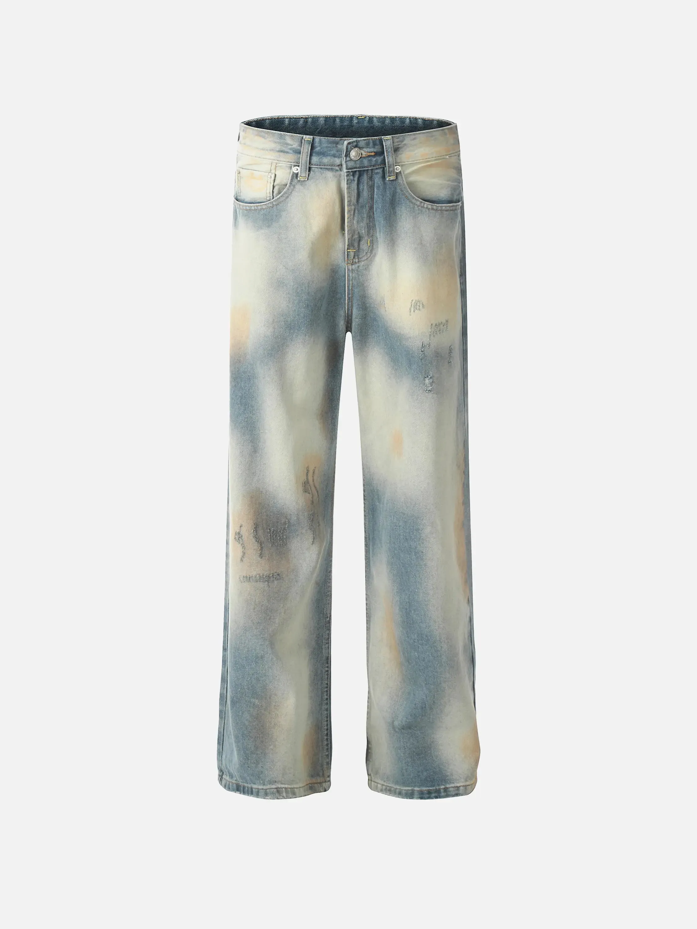 Vintage Distressed Dyed Straight Jeans