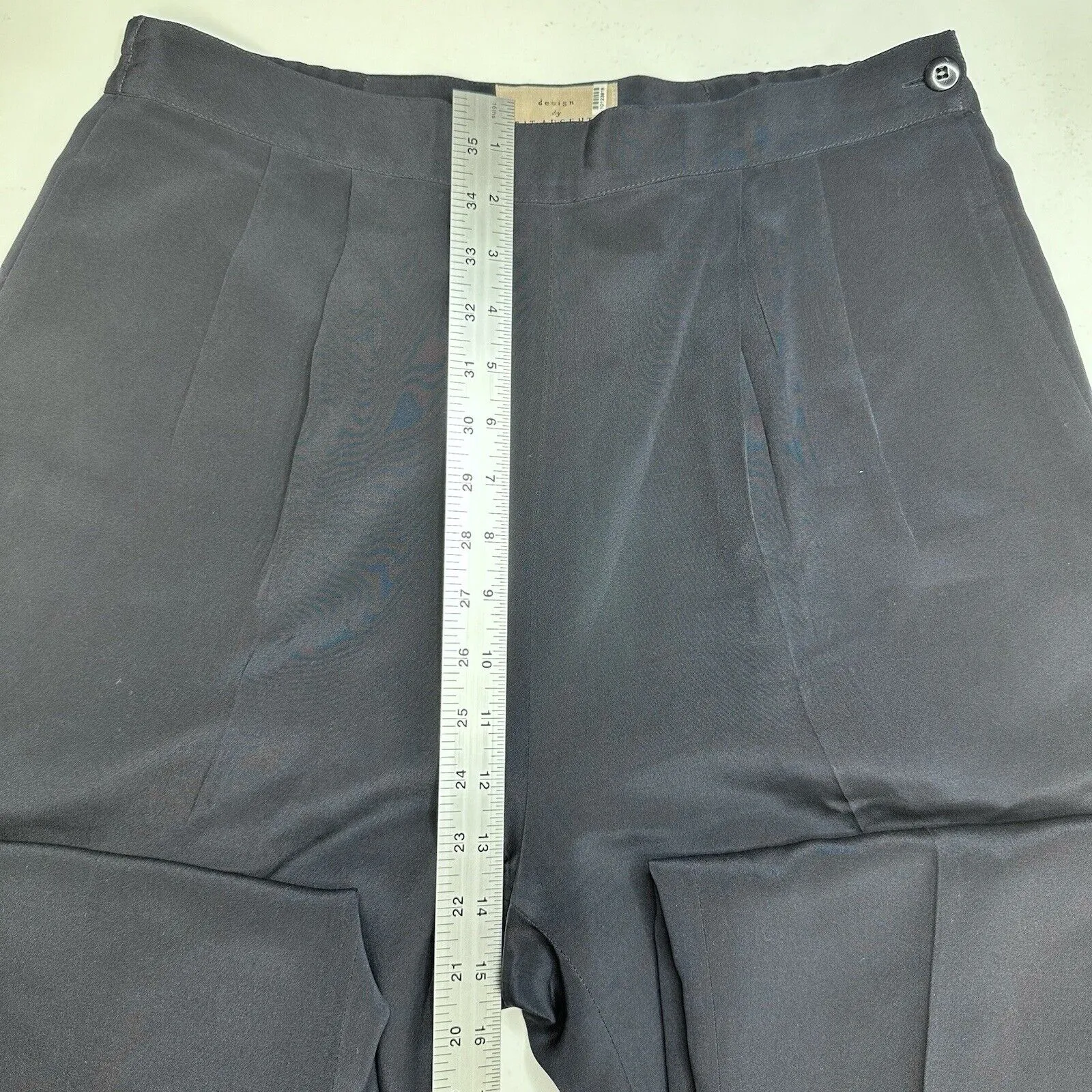Vintage Silk Pants Womens 10 Navy Blue Design By Pat Argenti Contemporary