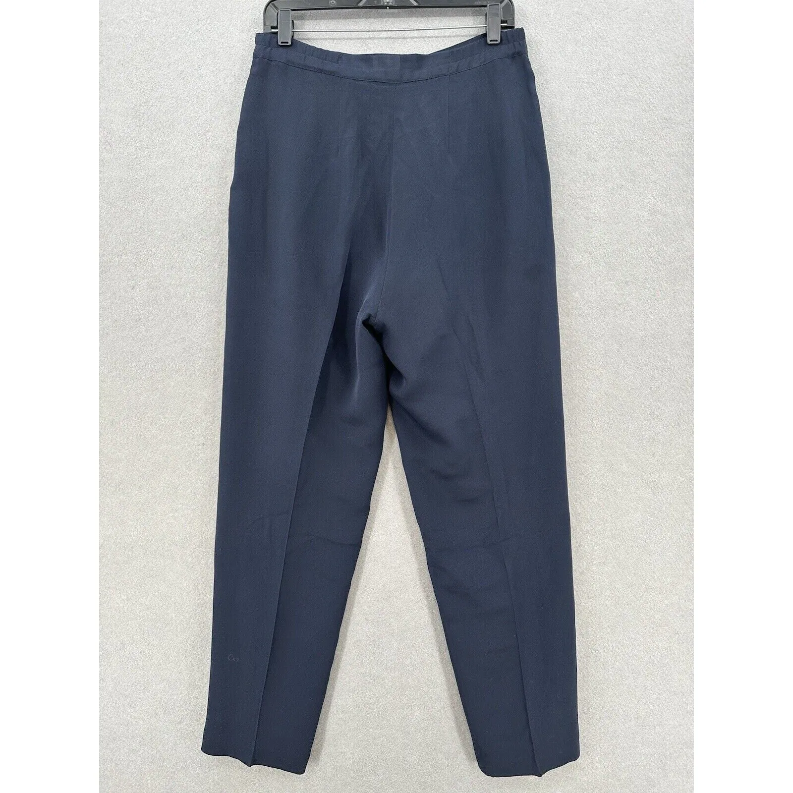 Vintage Silk Pants Womens 10 Navy Blue Design By Pat Argenti Contemporary