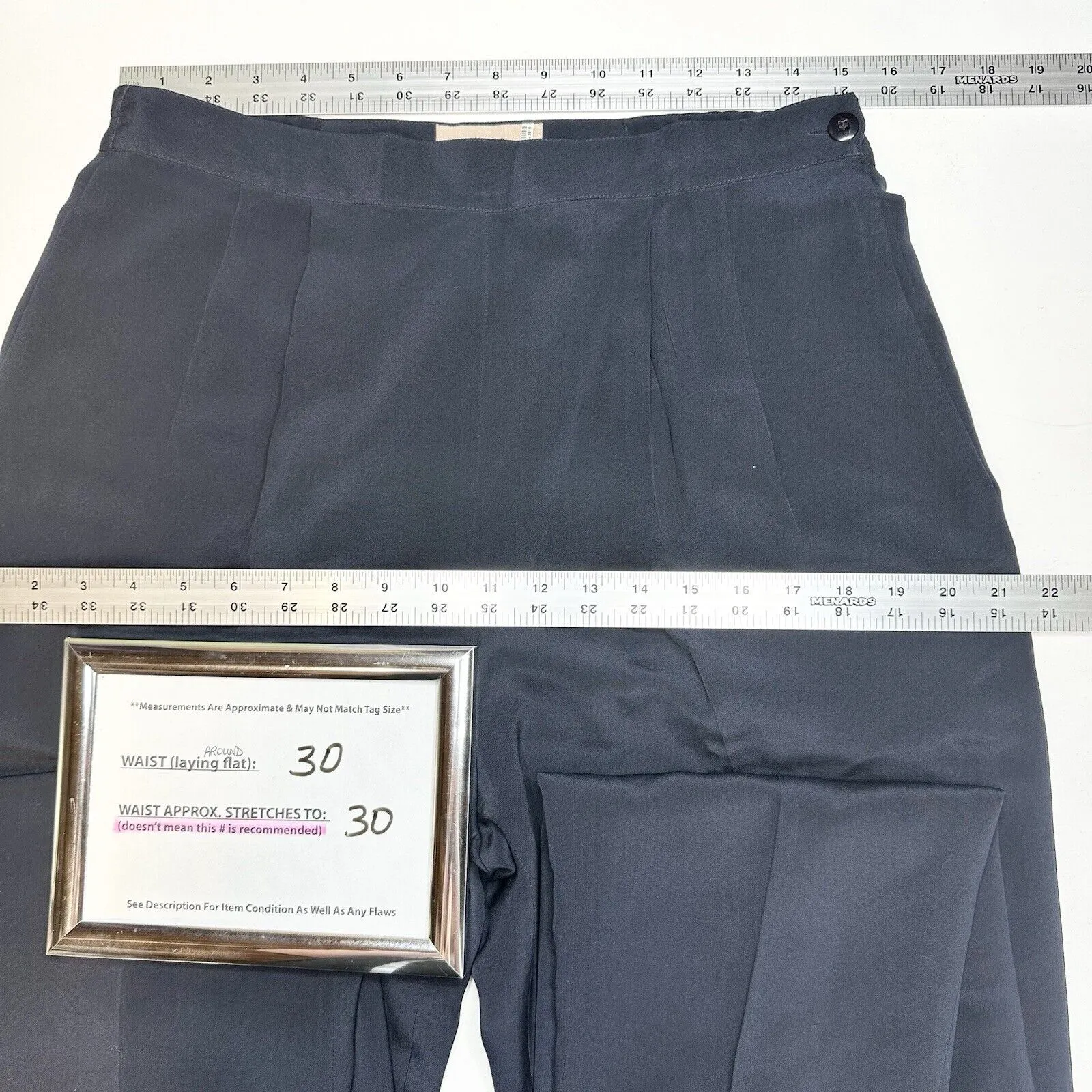 Vintage Silk Pants Womens 10 Navy Blue Design By Pat Argenti Contemporary