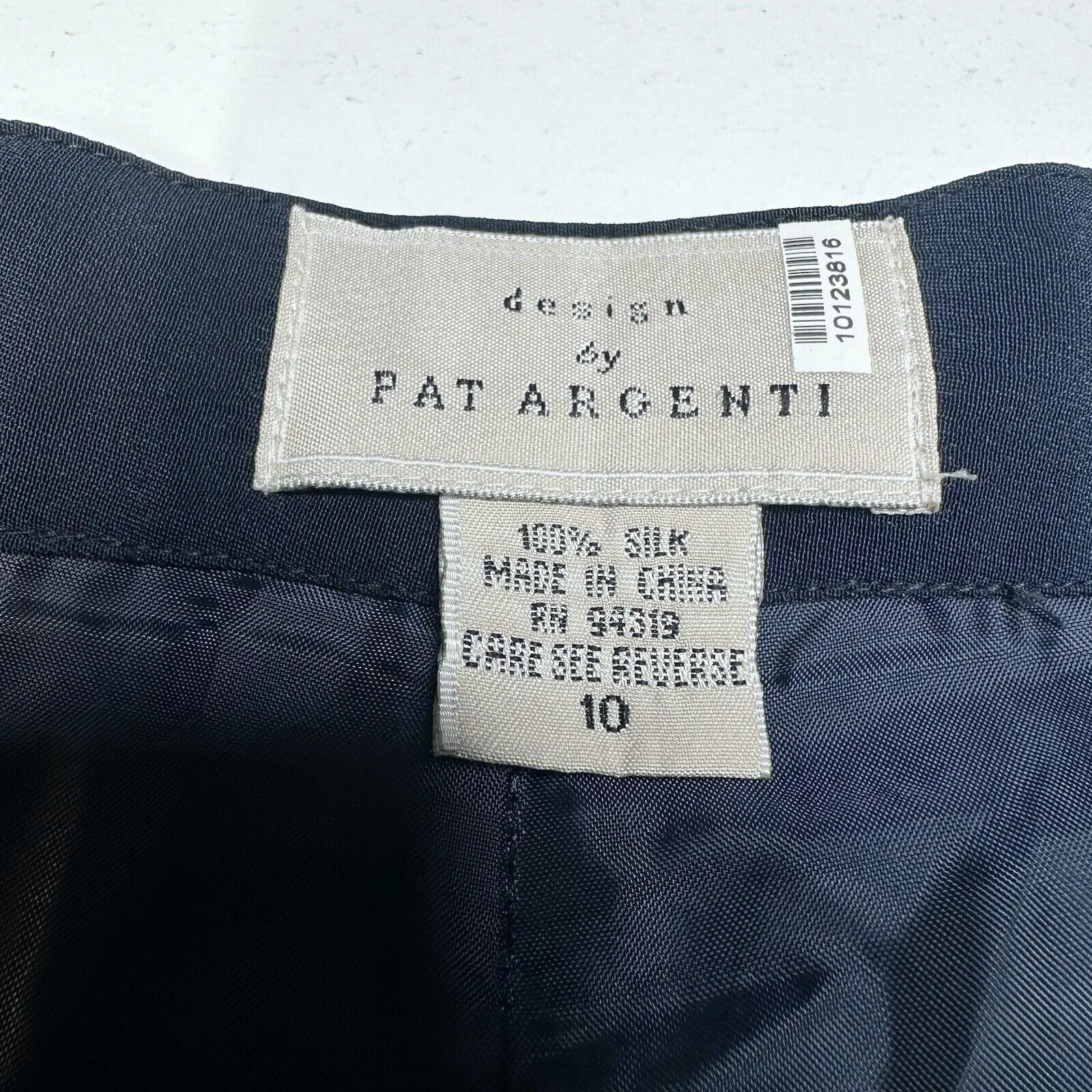 Vintage Silk Pants Womens 10 Navy Blue Design By Pat Argenti Contemporary