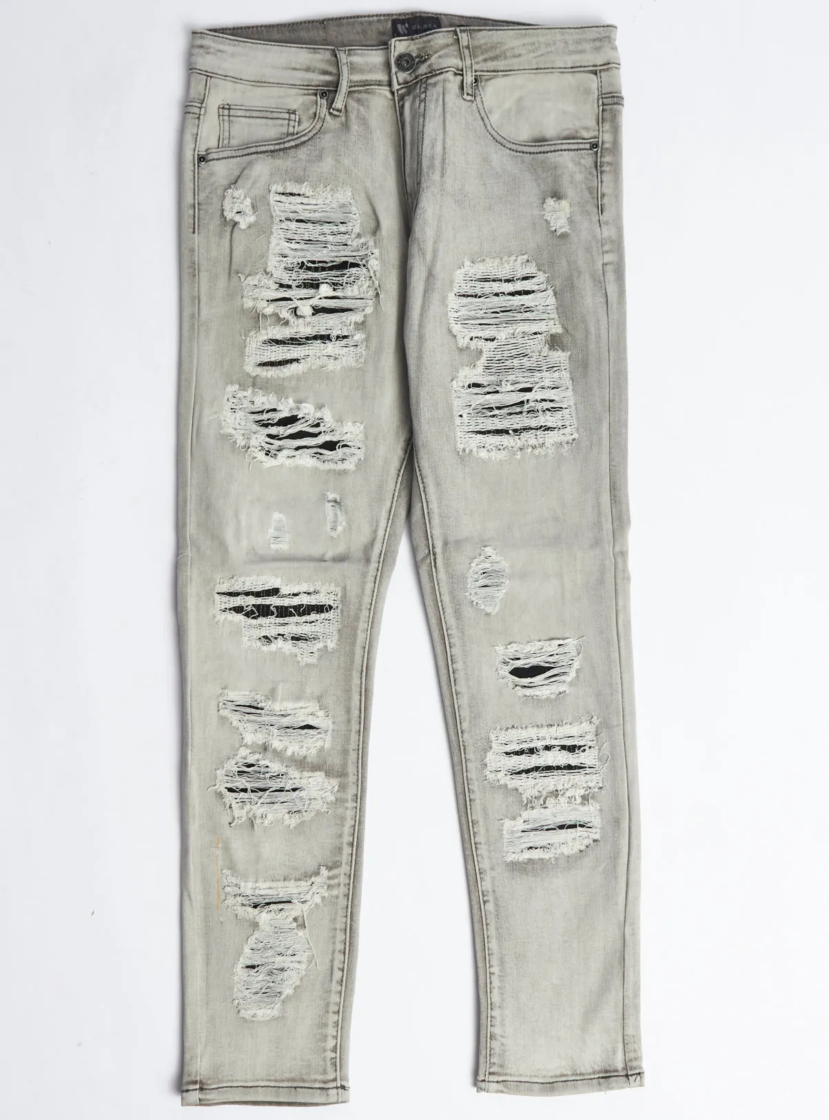 Waimea Jeans - Skinny Rip And Repair - Grey Wash - M5731DA