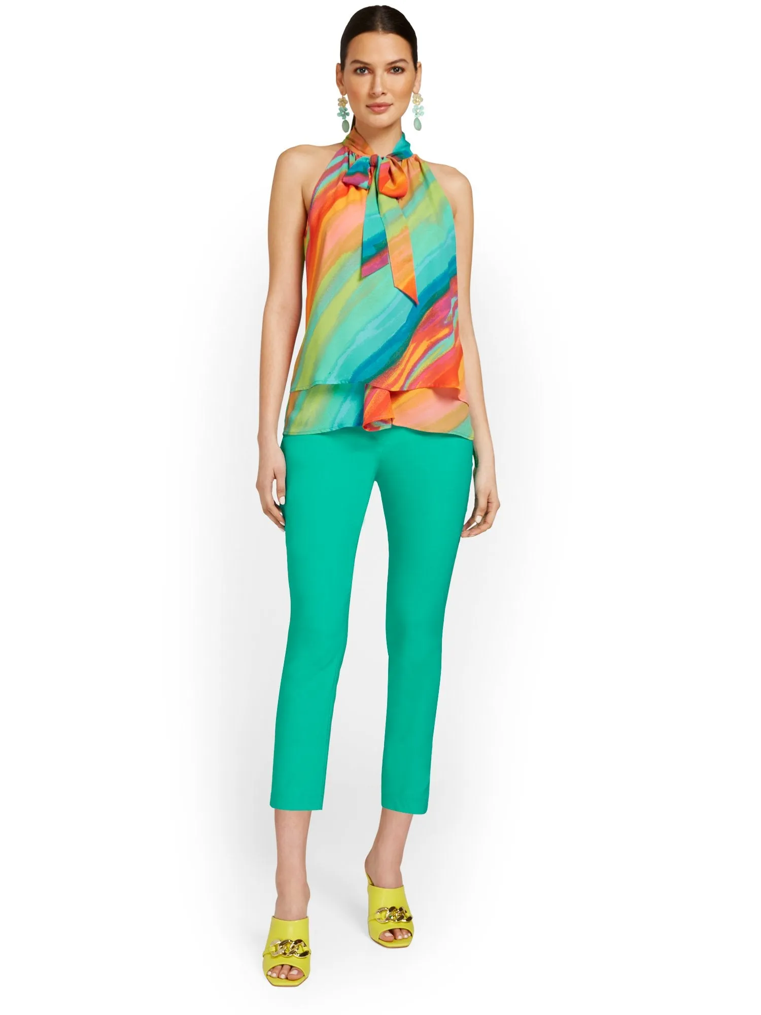 Whitney High-Waisted Pull-On Slim-Leg Capri Pant