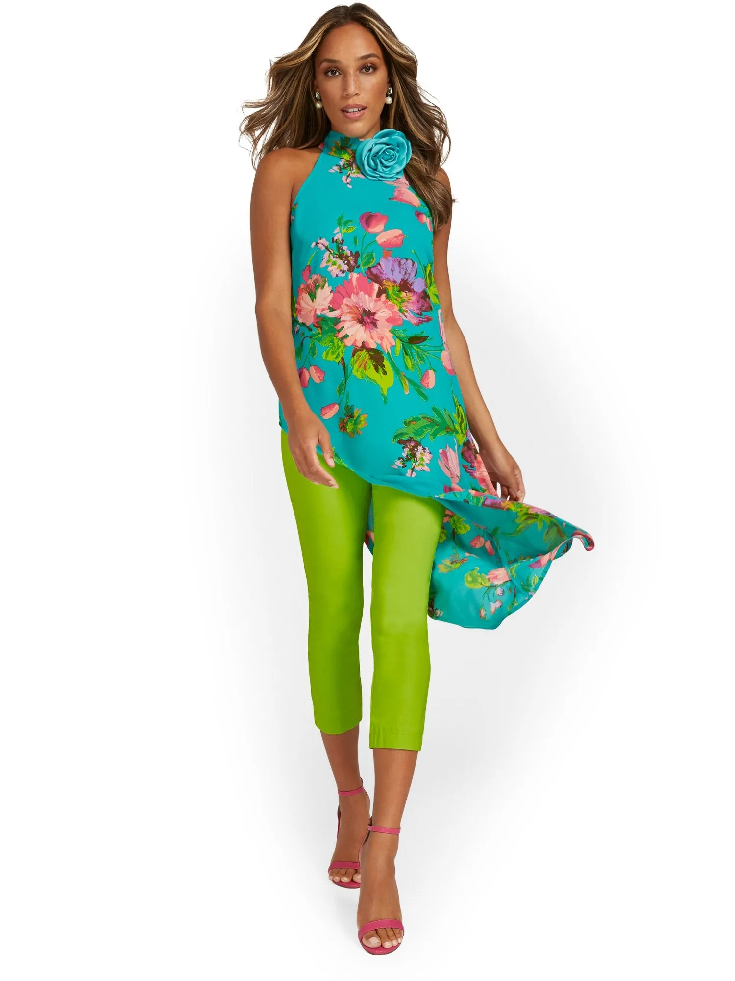Whitney High-Waisted Pull-On Slim-Leg Capri Pant